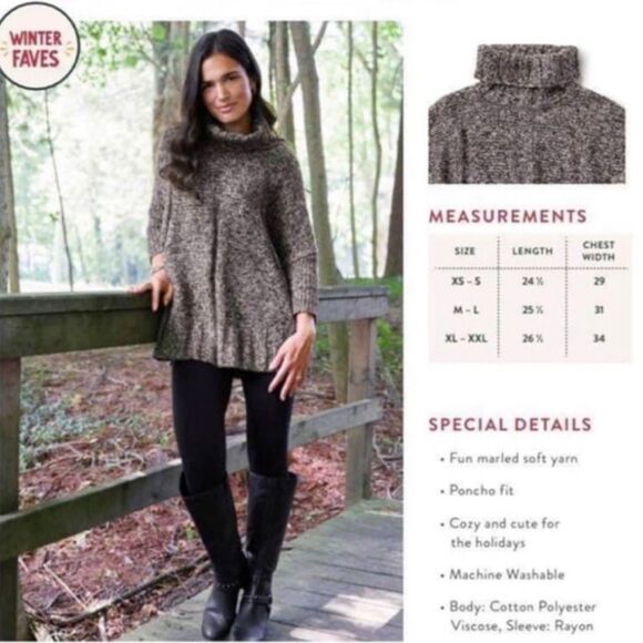 Matilda Jane chunky knit oversized marled cowl neck sweater size XS/S - Picture 4 of 8